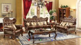 100 % High Quality Sofa Tamu Mewah Terbaru Natural Jati Perhutani Jepara MF31