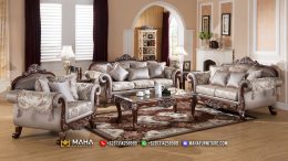 Baru Sofa Tamu Jati Jepara Elegant Brown Garnett MF213