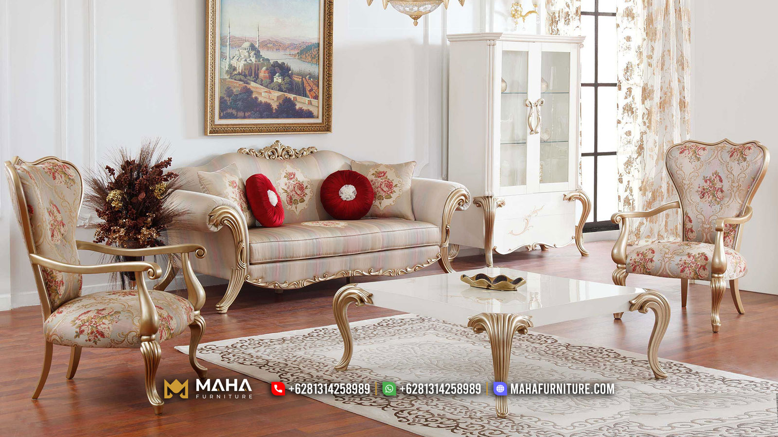 Set Sofa Mewah Jepara Beautiful Elegant Rosegold MF67