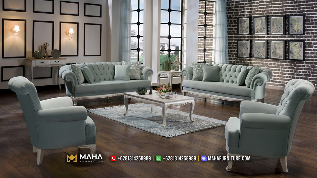 Set Sofa Ukir Minimalis Mewah Jepara Pistachio Luxurious MF96