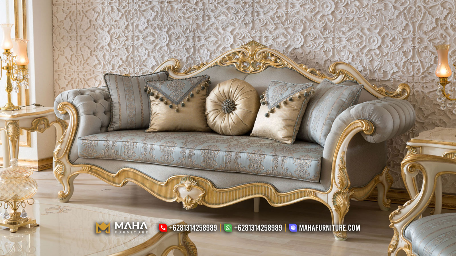 Sofa Mewah Jepara 3 Seater Luxury Carving New Model 2021 MF33