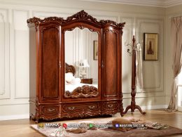 Jual Lemari Pakaian Jati Terbaru Luxury Carving Best Price MF312