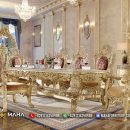 Set Meja Makan Mewah Ukiran Mewah Terbaru Luxury Gold MF259