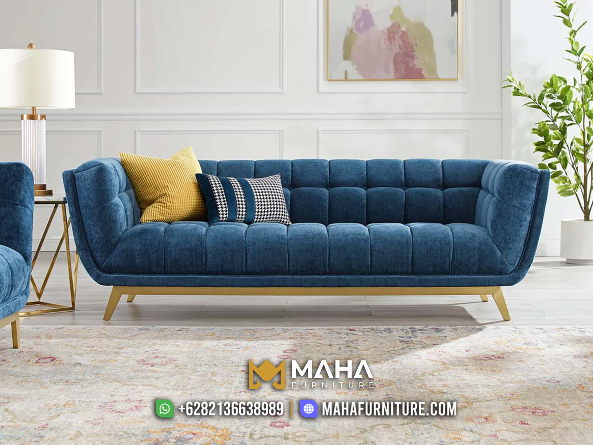 Sofa Tamu Minimalis Athifa Simple Elegan Blue MF04589