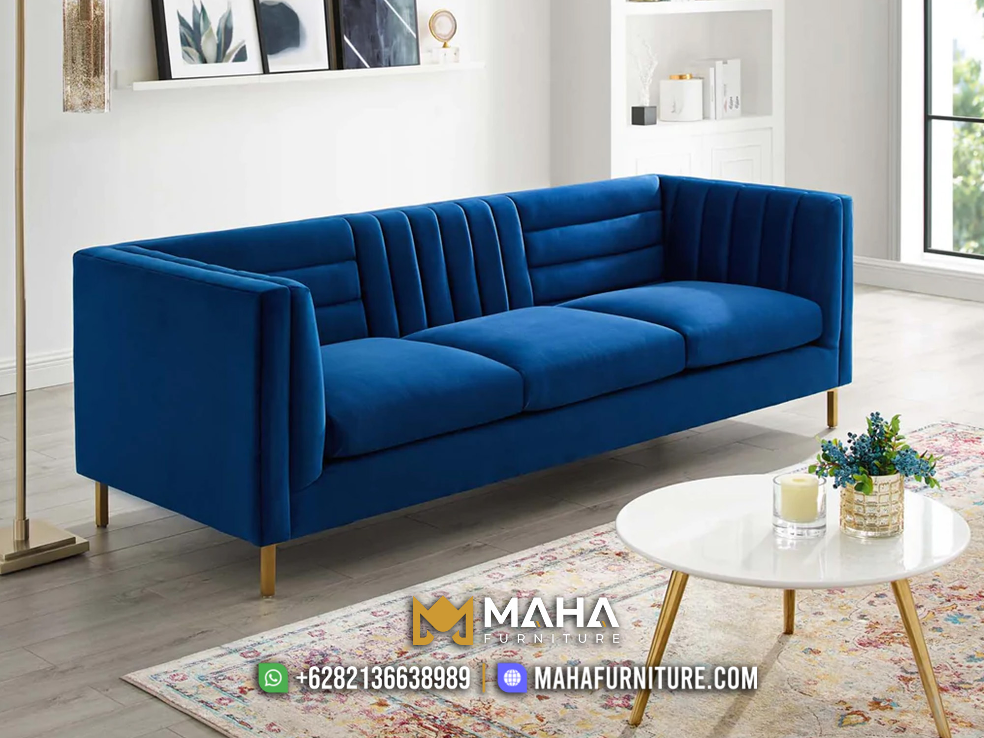 Sofa Tamu Minimalis Biru Elegan Berkualitas MF04593