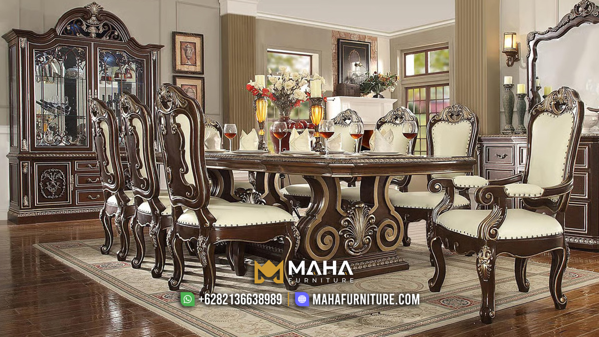 Set Meja Makan Mewah Tradisional Home Furniture MF04678