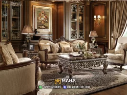 Set Sofa Tamu Jepara Menggunakan Desain Klasik Mewah Ukiran MF04821
