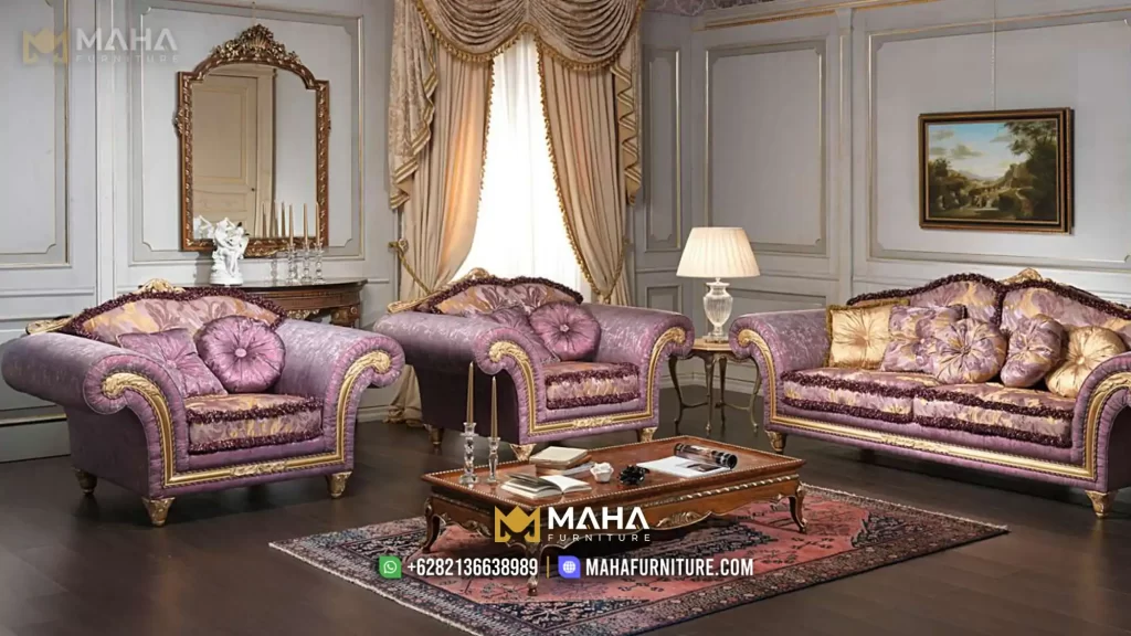 Sofa Tamu Mewah Warna Merah Ukuran Besar untuk Keluarga MF04817